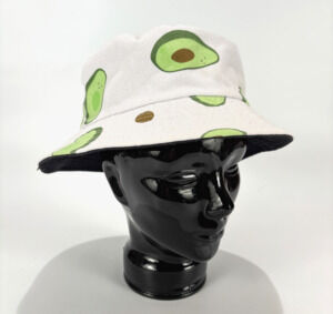 Avocado Bucket Hat Reversible Black Unisex All Over Print One Size Summer Sun